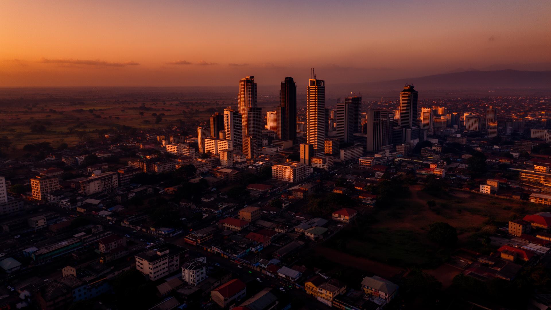 East African skyline at golden hour